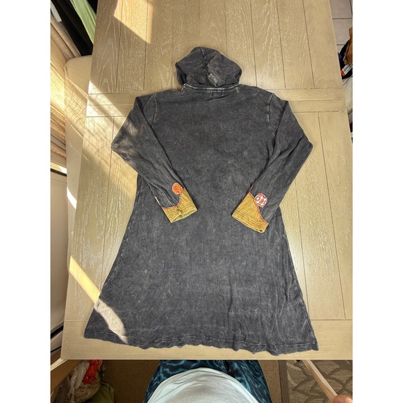 Nepal Embroidered Hoodie Jacket Womens XL Black Boho Festival Handmade Artsy - Picture 11 of 14